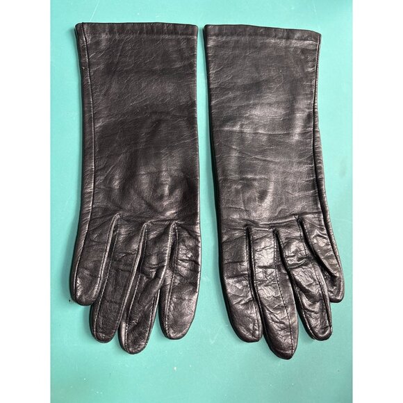 VTG Black Leather Womens Gloves By Aris Philippines - Picture 1 of 3